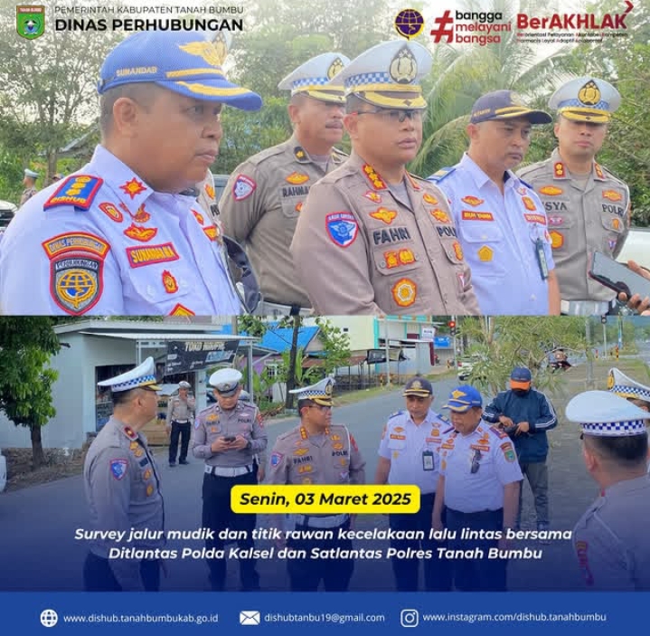 Dinas Perhubungan Melaksanakan Pendampingan Jalur Mudik bersama Ditlantas Polda Kalsel dan Satlantas Polres Tanah Bumbu