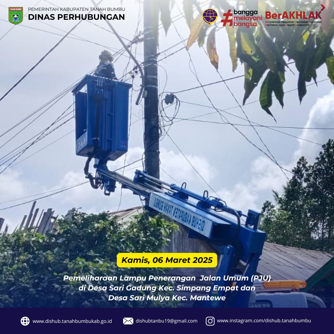 Pemeliharaan Lampu PJU  Desa Sari Gadung, Kec. Simpang Empat dan Desa Sari Muya, Kec. Mantewe