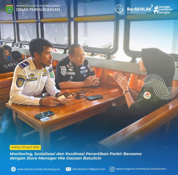 Monitoring, Sosialisasi, dan Kordinasi Penertiban PArkir Bersama dengan Store Manager Mie Gacoan Batulicin