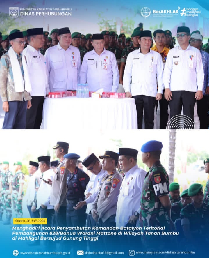 Penyambutan Komandan Batalyon Teritorial Pembangunan 828/Banua Warani Mattone